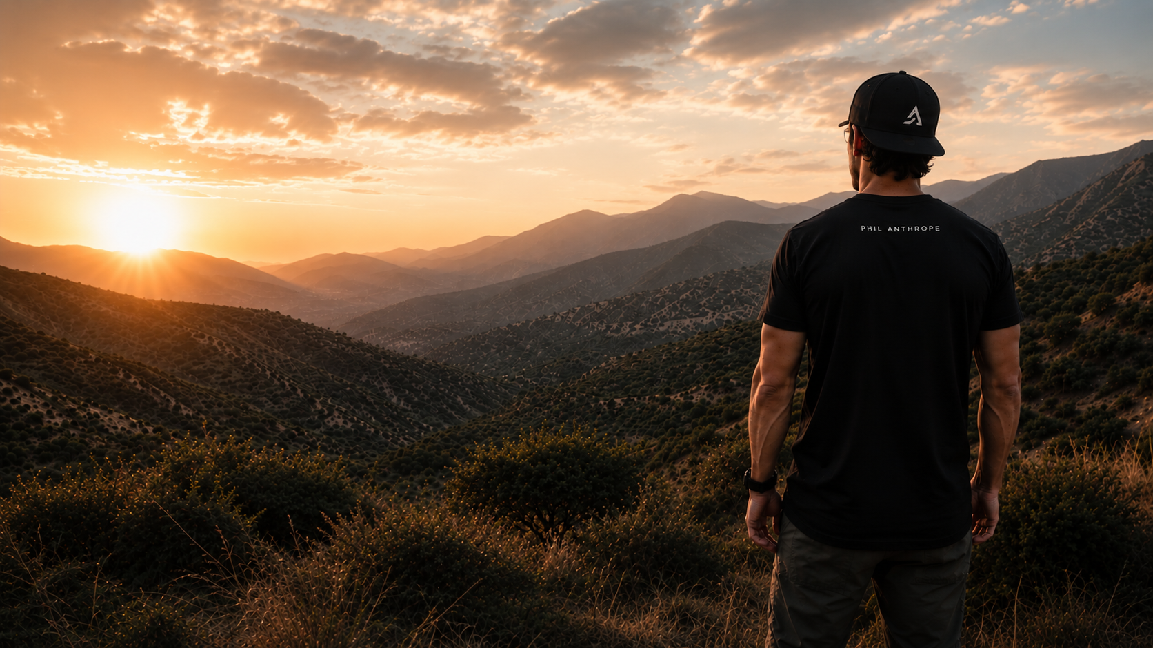 Person standing overlooking the mountains